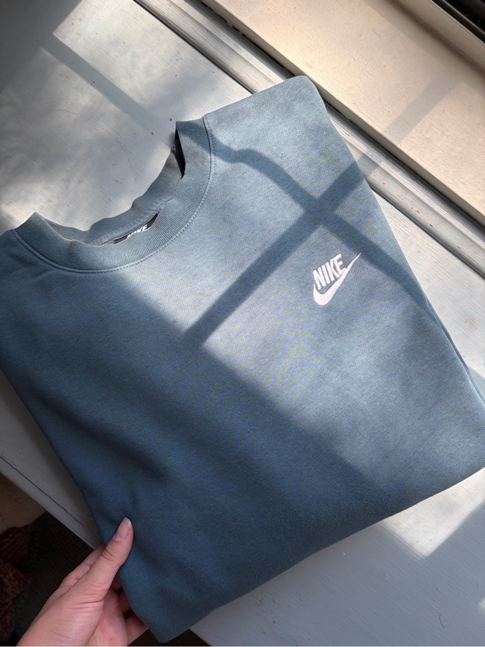 Nike Men's Crewneck Sweatshirt - Blue with White Logo